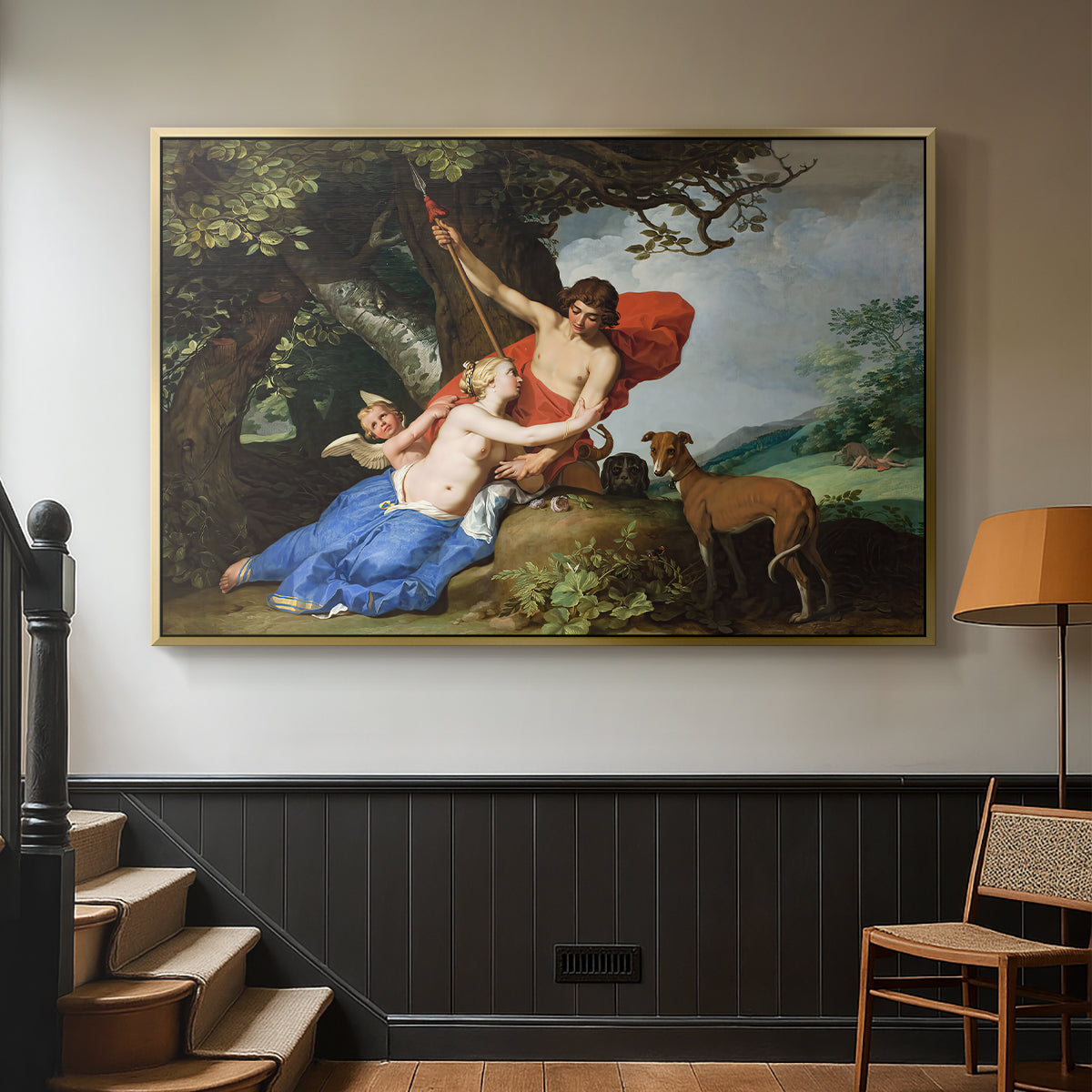 Venus and Adonis, 1632 - Floater Framed Canvas Print