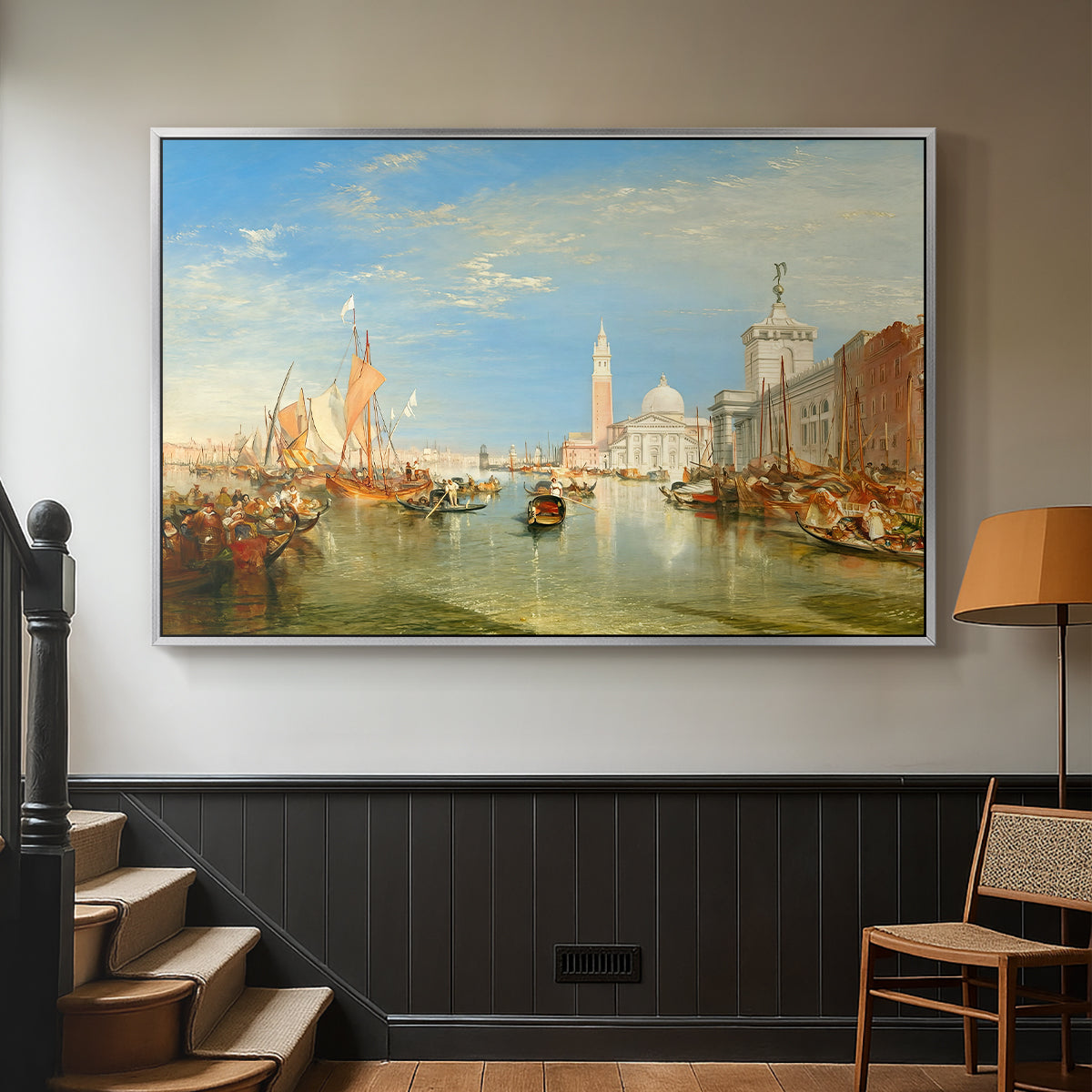 Venice: The Dogana and San Giorgio Maggiore, 1834 - Floater Framed Canvas Print