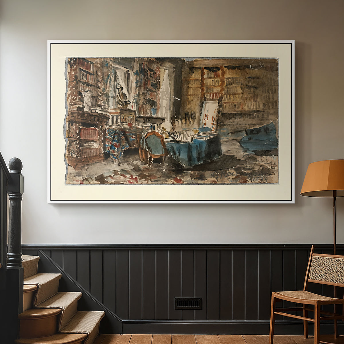 Cabinet de Flaubert à Croisset, 1874 - Floater Framed Canvas Print