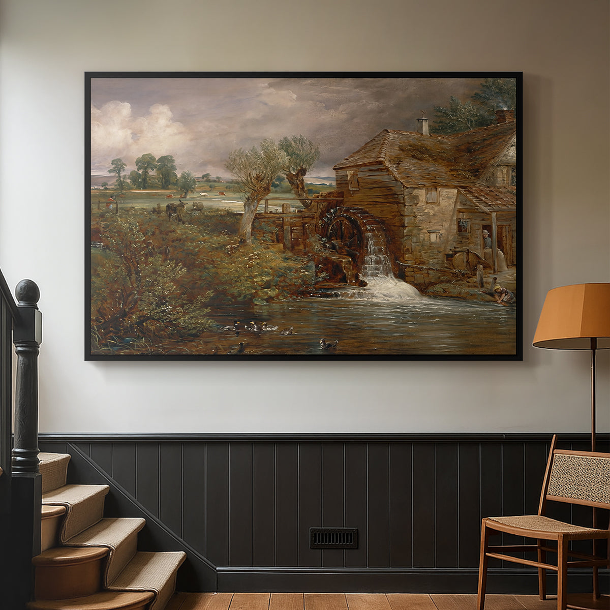 Parham Mill, Gillingham, 1826 - Floater Framed Canvas Print