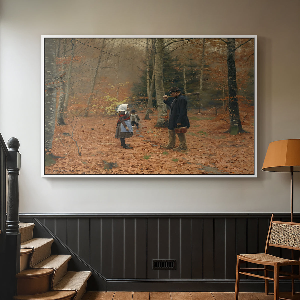 The Woodman and his Children, 1886 - Floater Framed Canvas Print