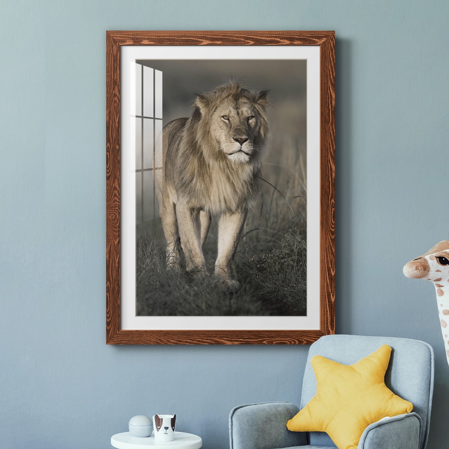 Morning Walk in Masai Mara - Premium Framed Print - Distressed Barnwood Frame - Ready to Hang