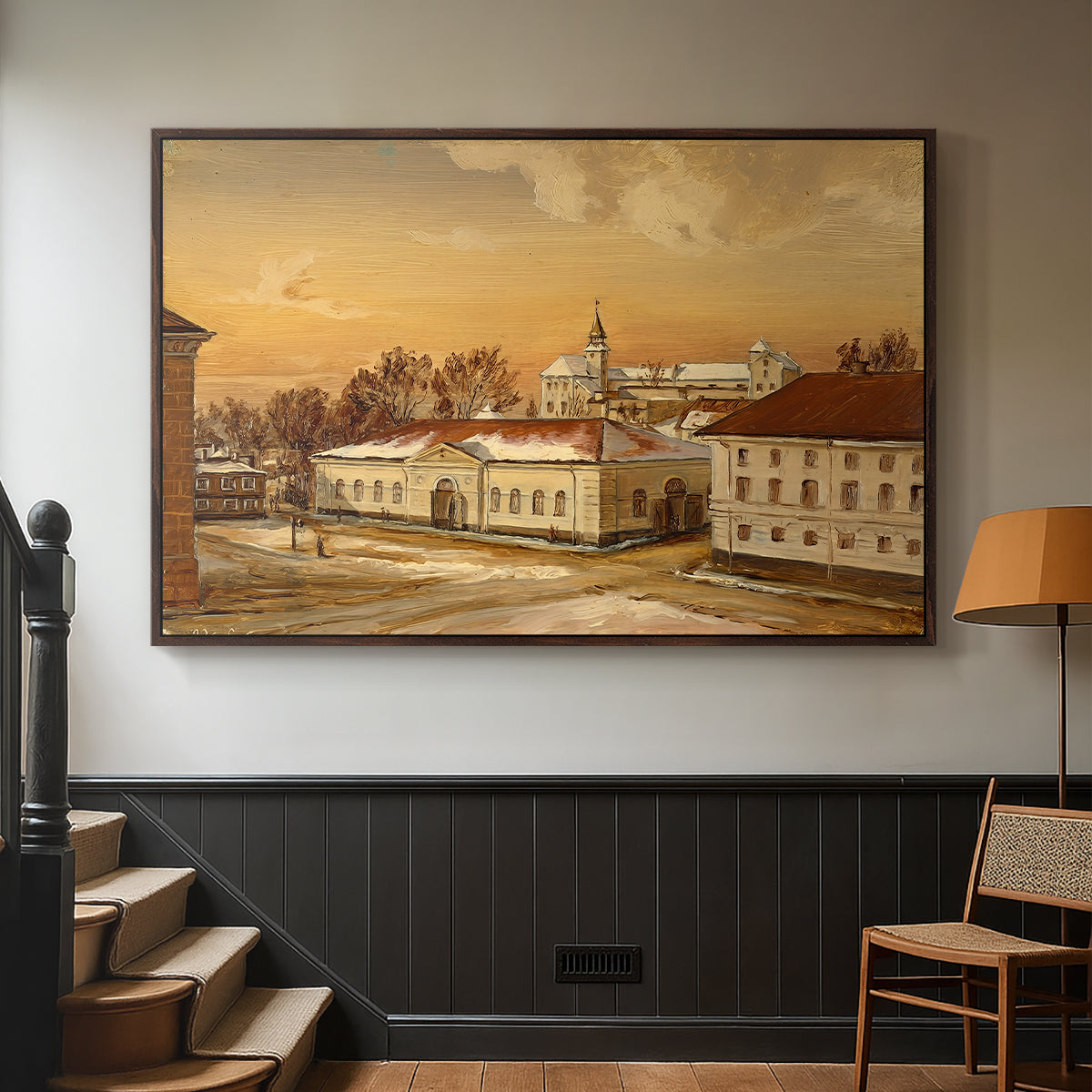 The Riding School at Akershus Castle, 1846 - Floater Framed Canvas Print
