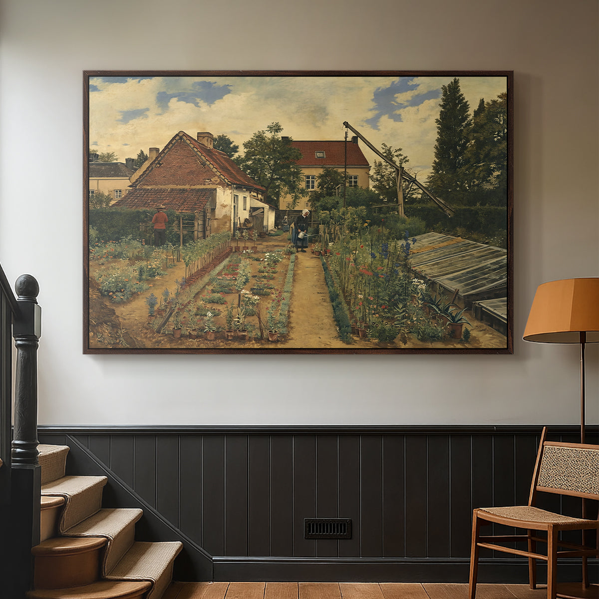 Garden of a Florist (The Flower Garden), 1864 - Floater Framed Canvas Print