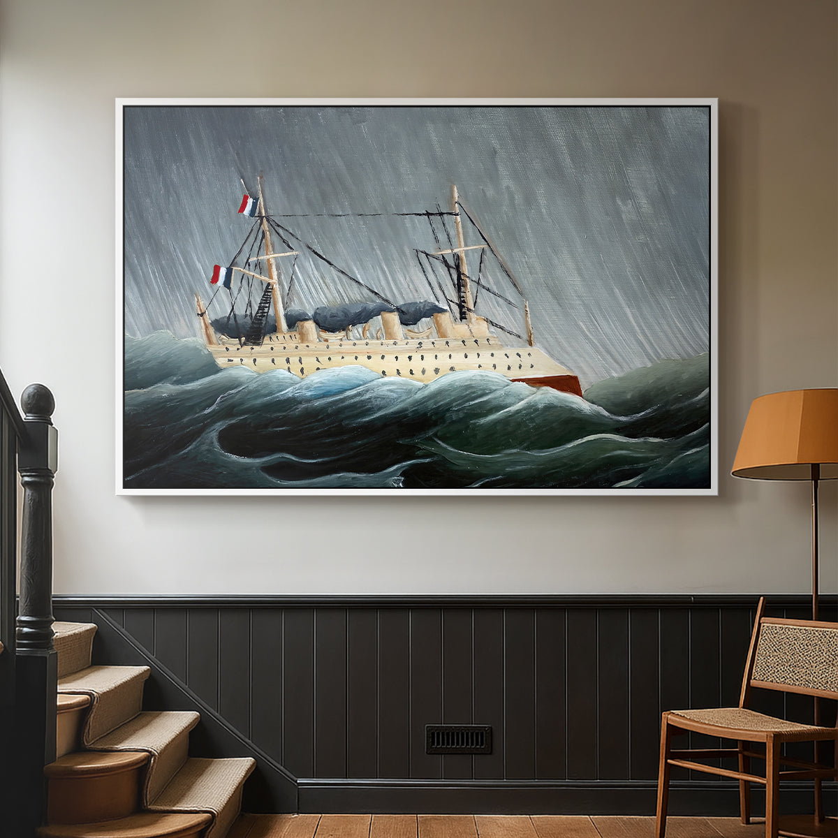 A Ship in the Storm, c. 1899 - Floater Framed Canvas Print