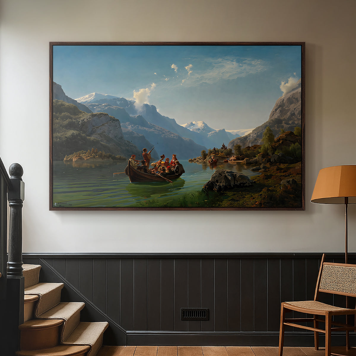 Bridal Procession on the Hardangerfjord, 1848 - Floater Framed Canvas Print