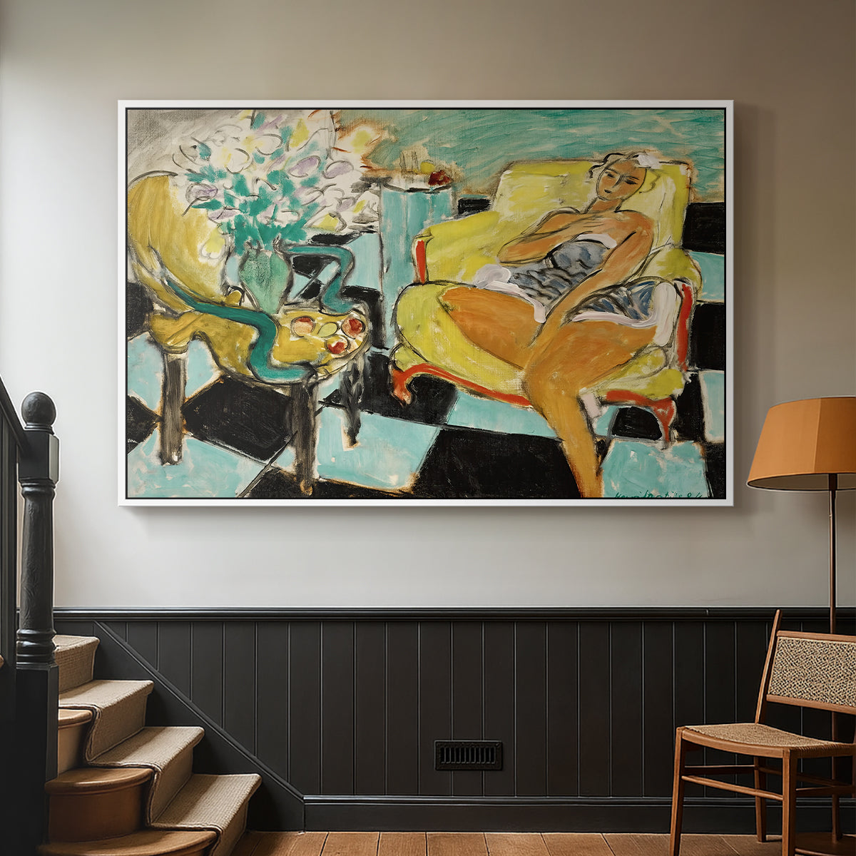 Seated Woman with Flower, 1942 - Floater Framed Canvas Print