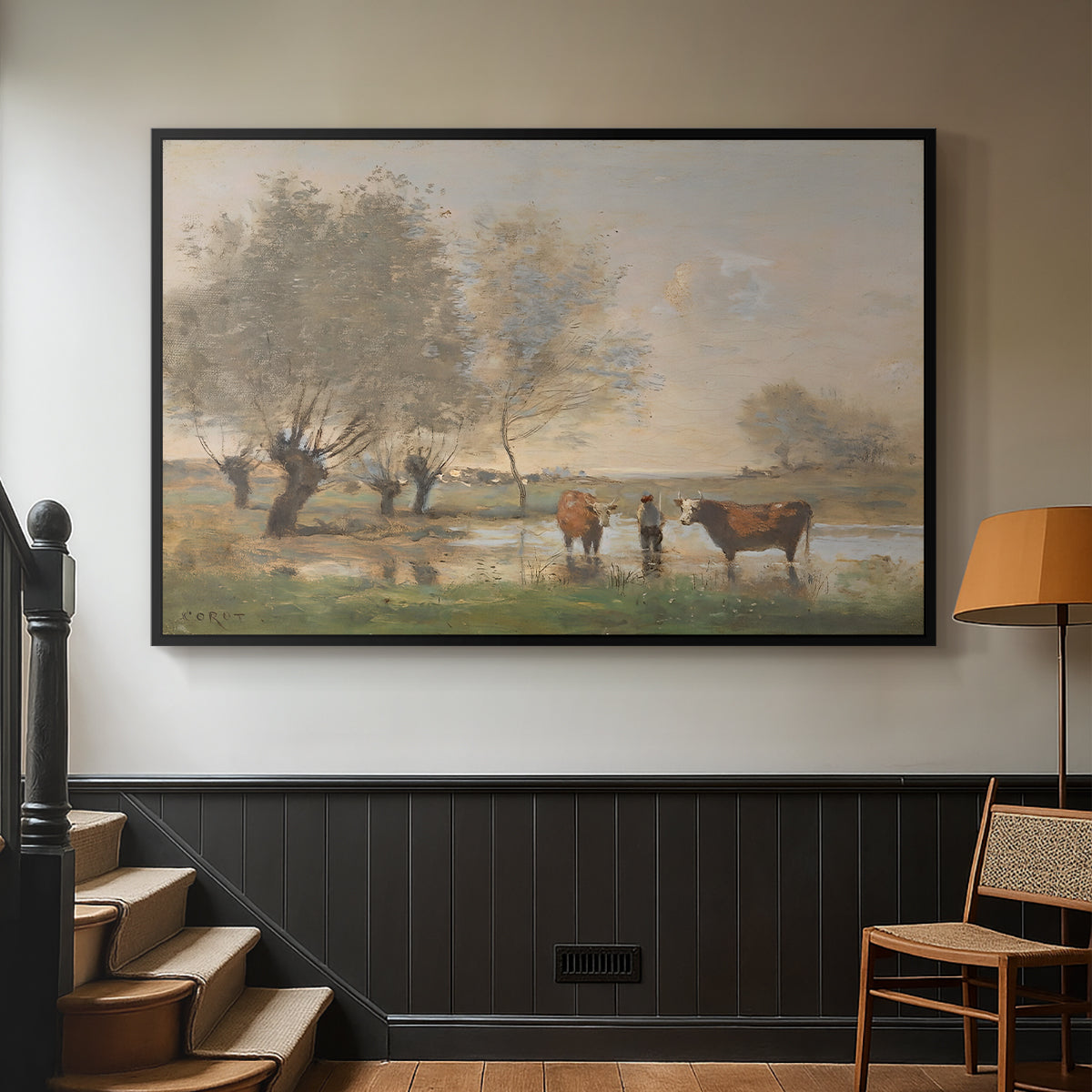 Cows in a Marshy Landscape, c. 1873-1874 - Floater Framed Canvas Print