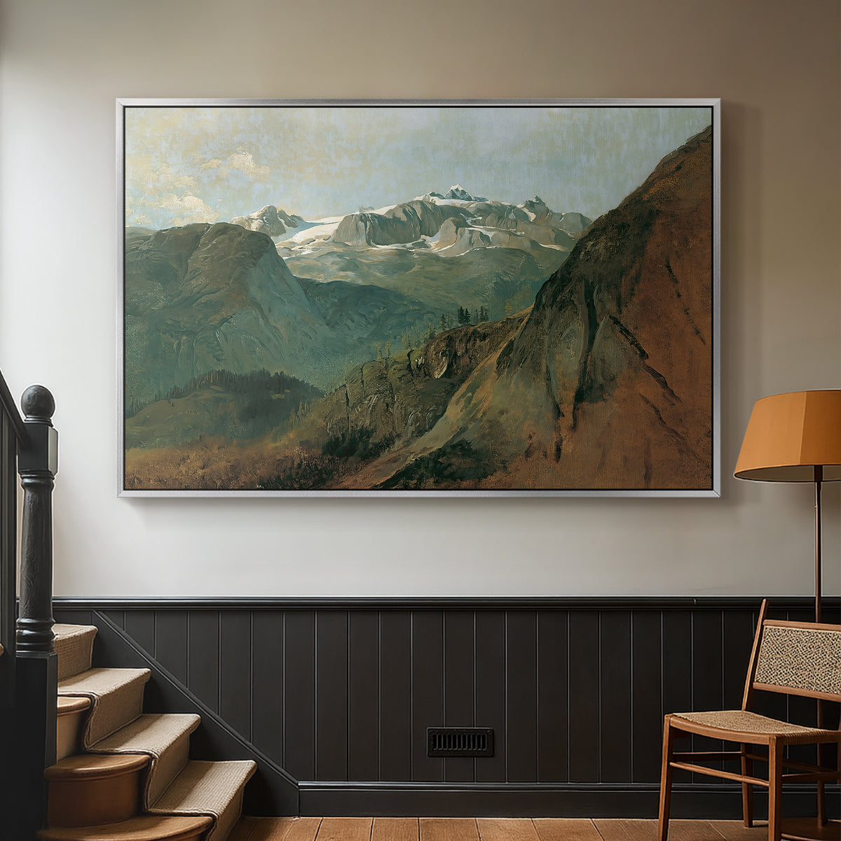 The Dachstein from the Plassen near Hallstatt, 1827 - Floater Framed Canvas Print