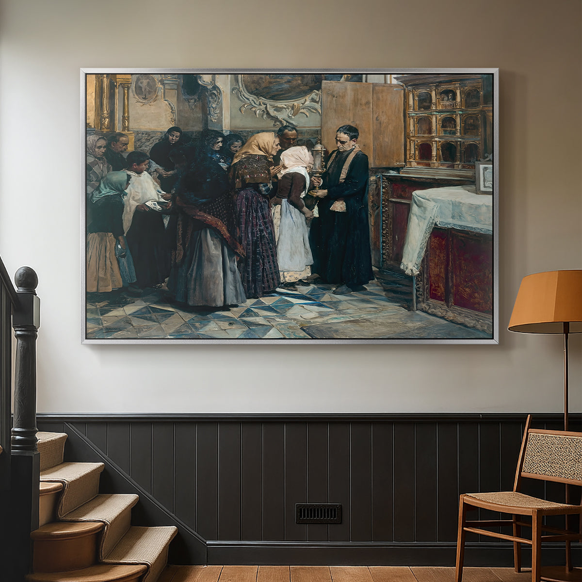 Kissing the Relic, 1893 - Floater Framed Canvas Print