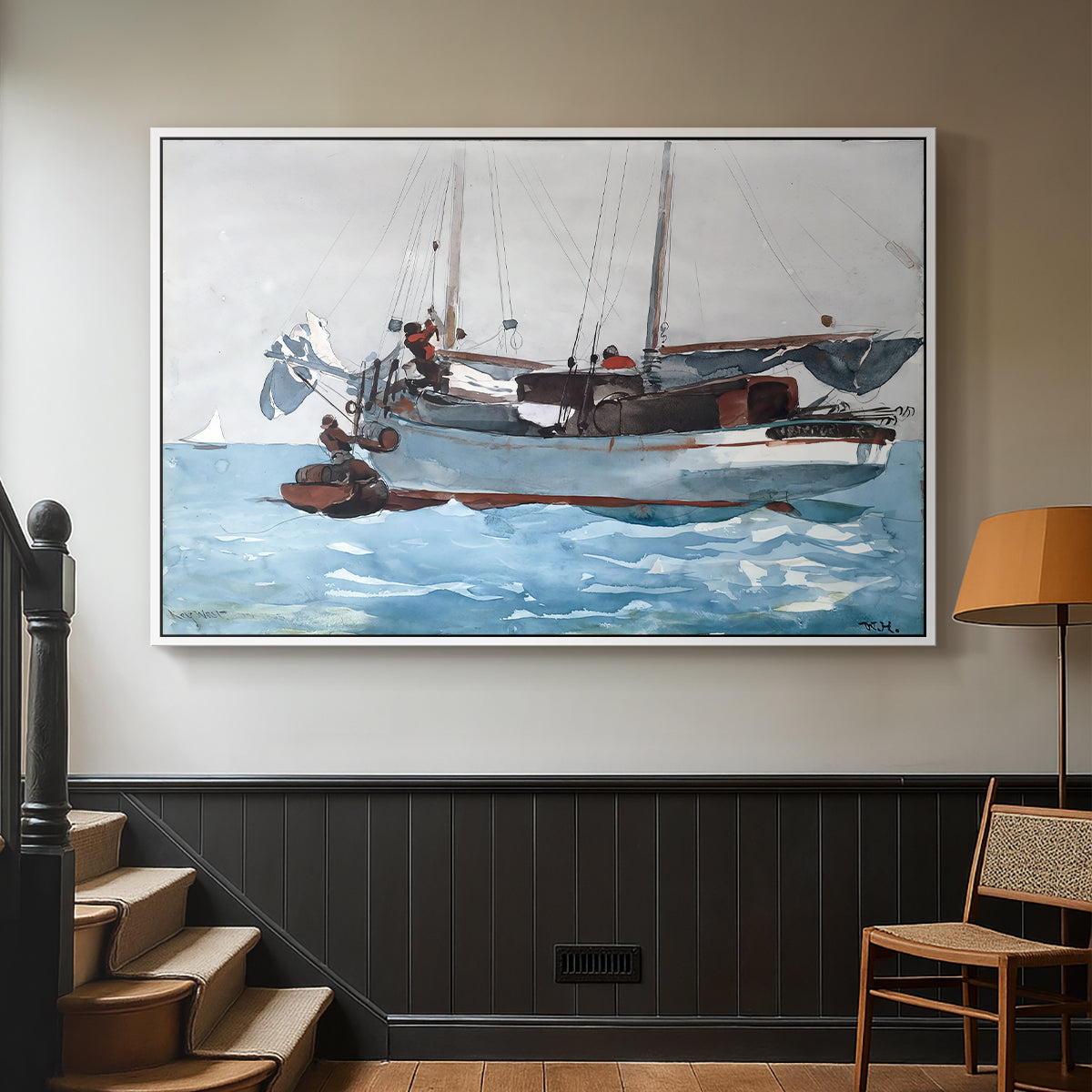 Taking on Wet Provisions, 1903 - Floater Framed Canvas Print
