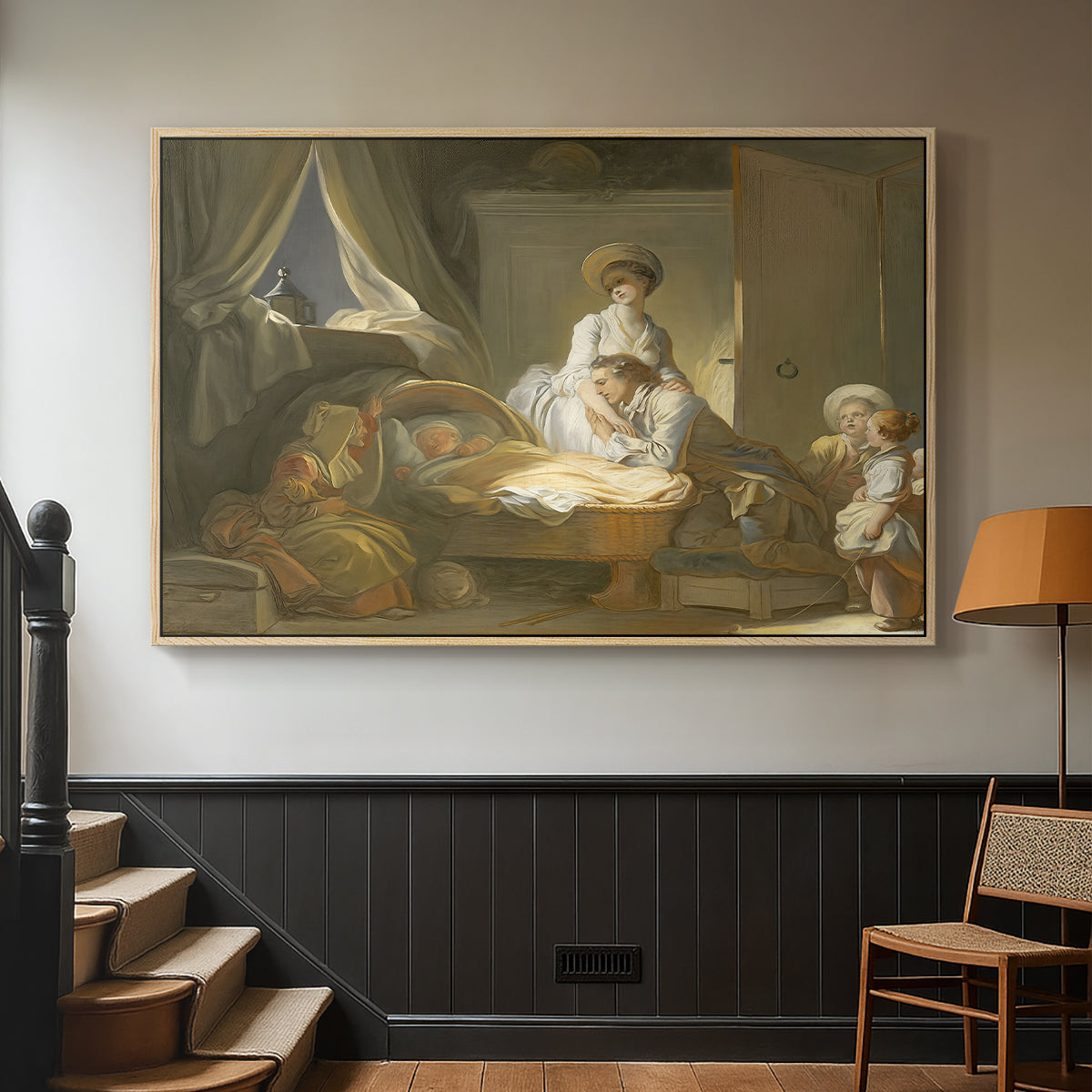 The Visit to the Nursery, c. 1775 - Floater Framed Canvas Print