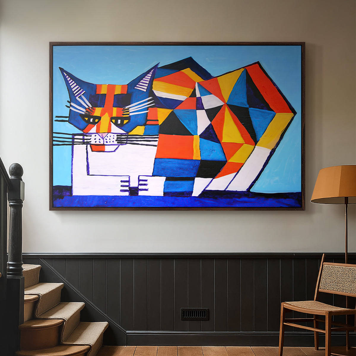 Cassie Thinking about Cubism - Floater Framed Canvas Print