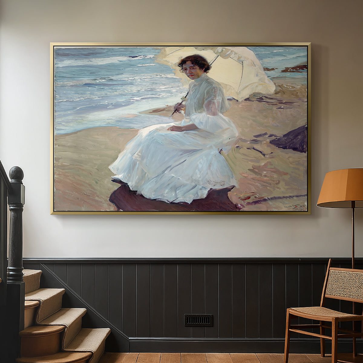 Clotilde on the Beach, 1904 - Floater Framed Canvas Print