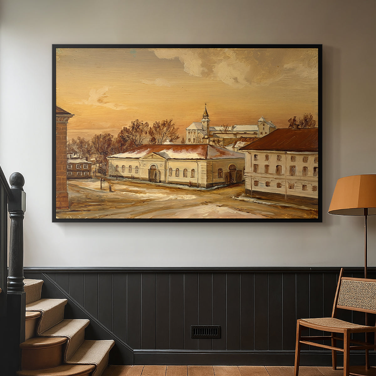 The Riding School at Akershus Castle, 1846 - Floater Framed Canvas Print