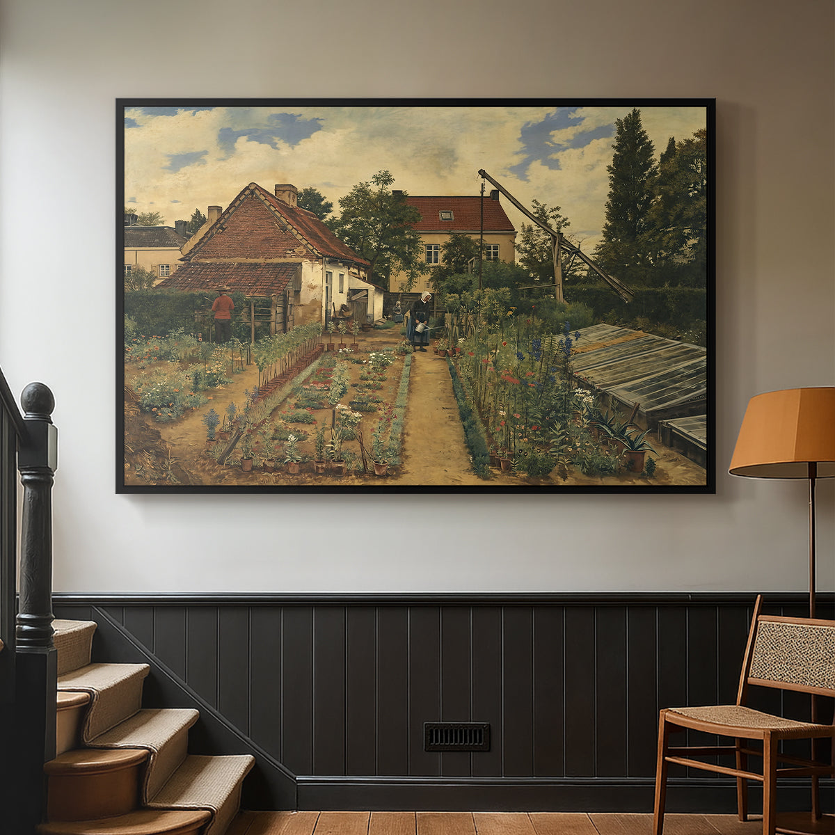 Garden of a Florist (The Flower Garden), 1864 - Floater Framed Canvas Print