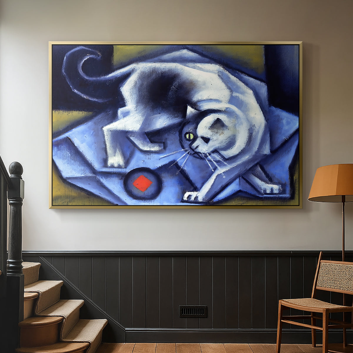 Cat Playing with a Ball, 1945-1950 - Floater Framed Canvas Print