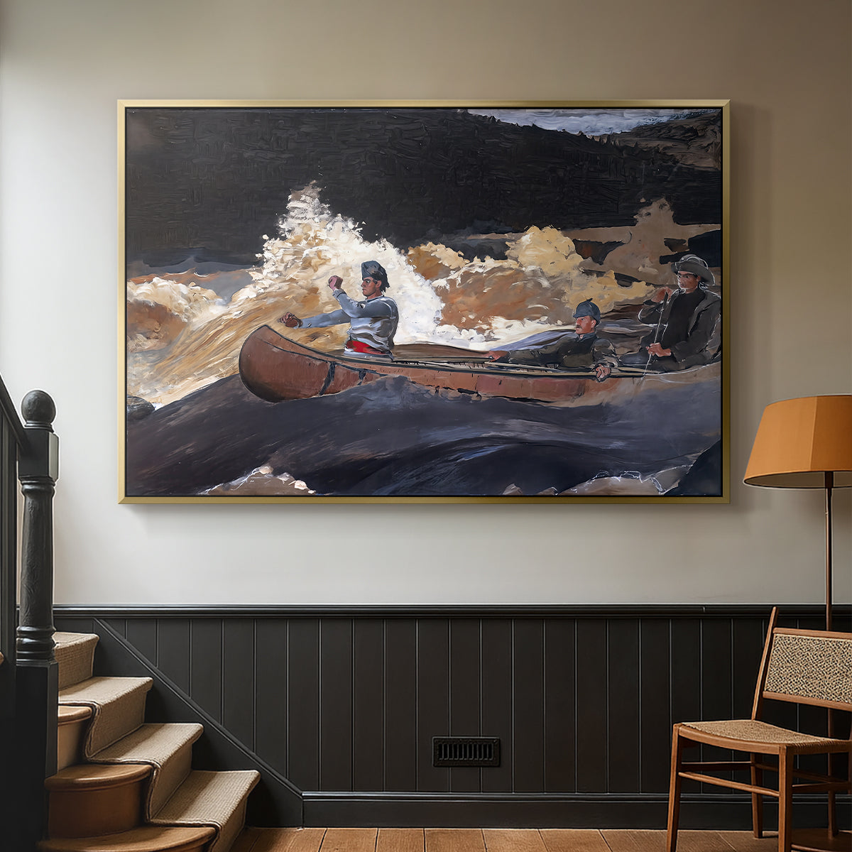 Shooting the Rapids, Saguenay River, 1905-1910 - Floater Framed Canvas Print