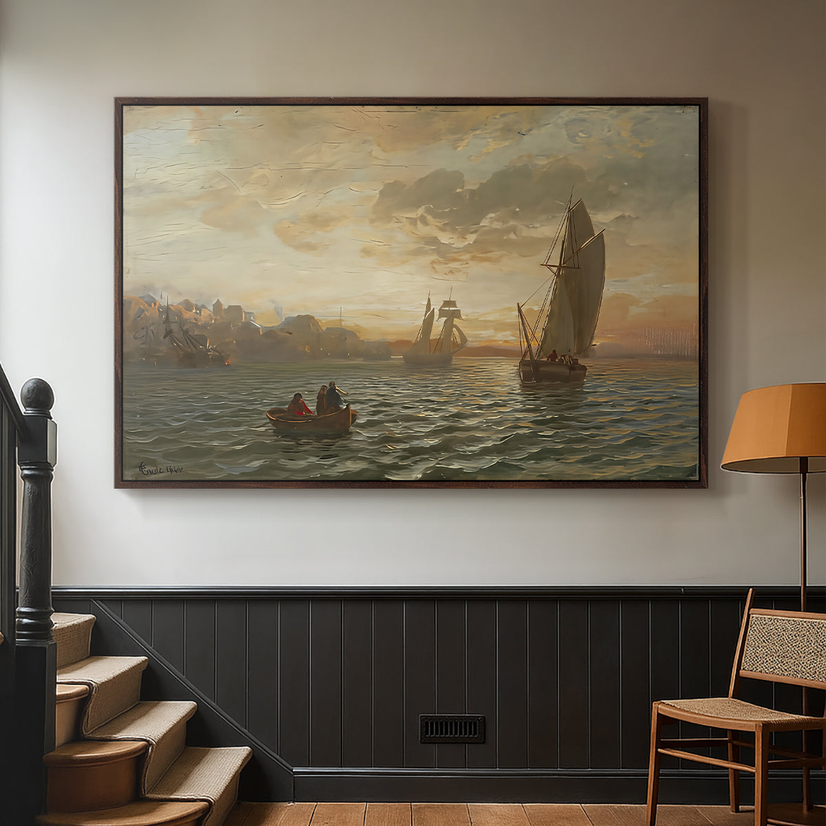 View from the Oslofjord, 1866 - Floater Framed Canvas Print