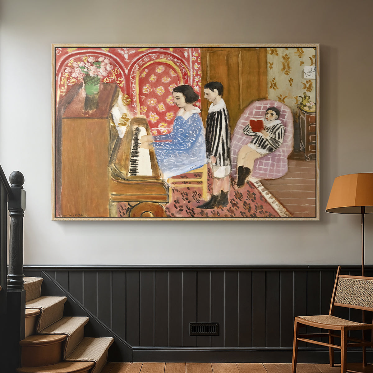 The Piano Lesson, 1923 - Floater Framed Canvas Print