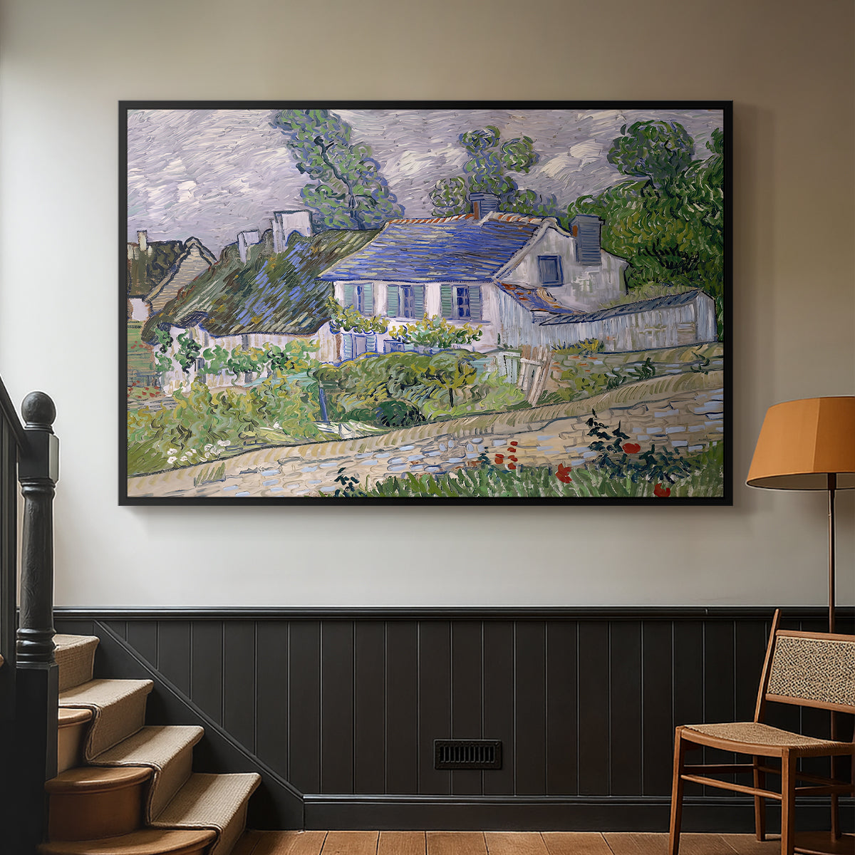 Houses in Auvers, 1890 - Floater Framed Canvas Print