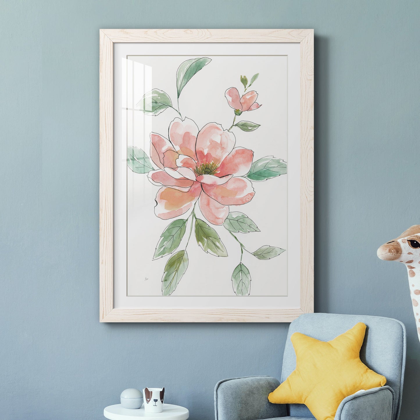 Peony Contour - Barnwood Framed Art Print