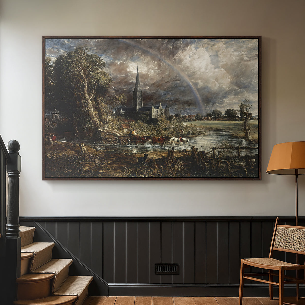 Salisbury Cathedral from the Meadows (Detail), 1831 - Floater Framed Canvas Print
