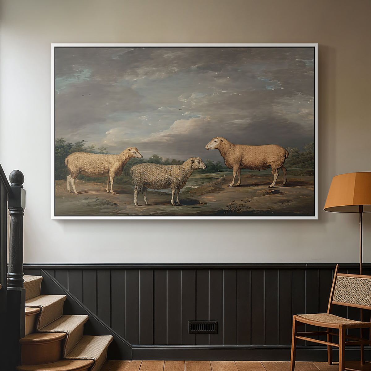 Ryelands Sheep, the King's Ram, the King's Ewe and Lord Somerville's Wether, c. 1801-1807 - Floater Framed Canvas Print