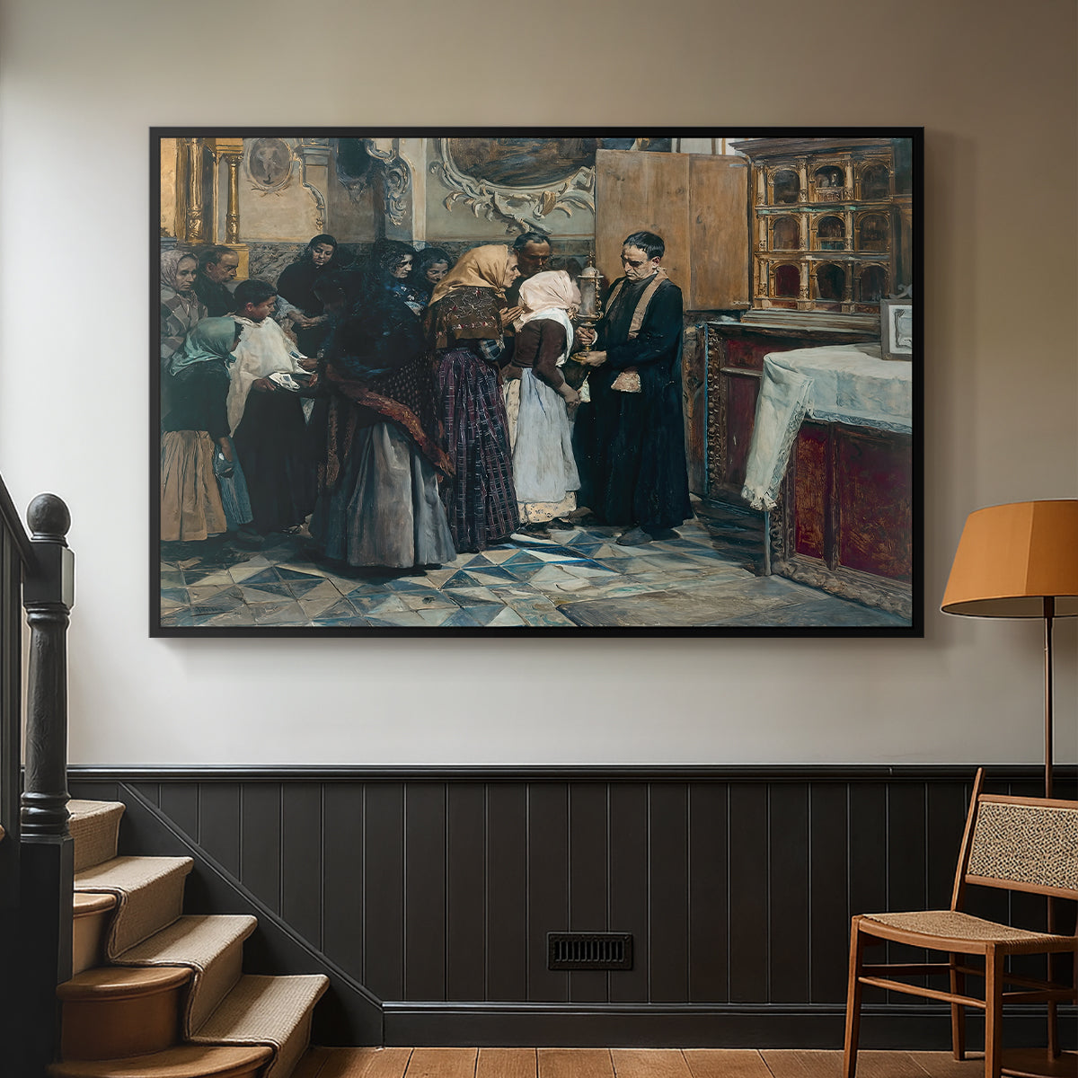 Kissing the Relic, 1893 - Floater Framed Canvas Print