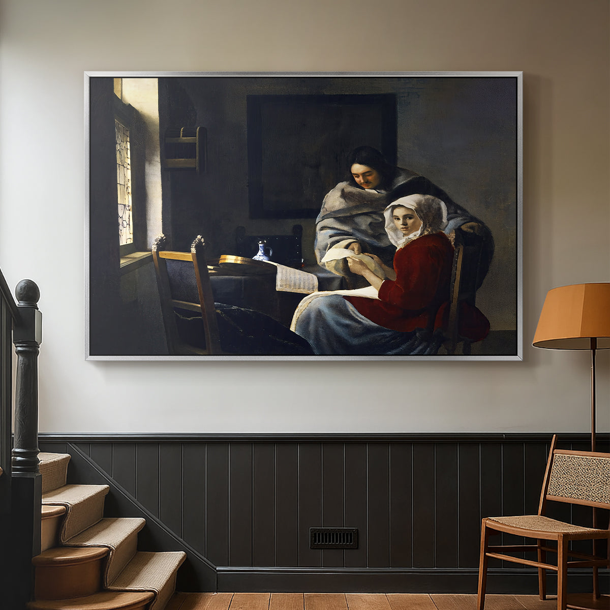 Girl Interrupted at Her Music, c. 1658-1659 - Floater Framed Canvas Print