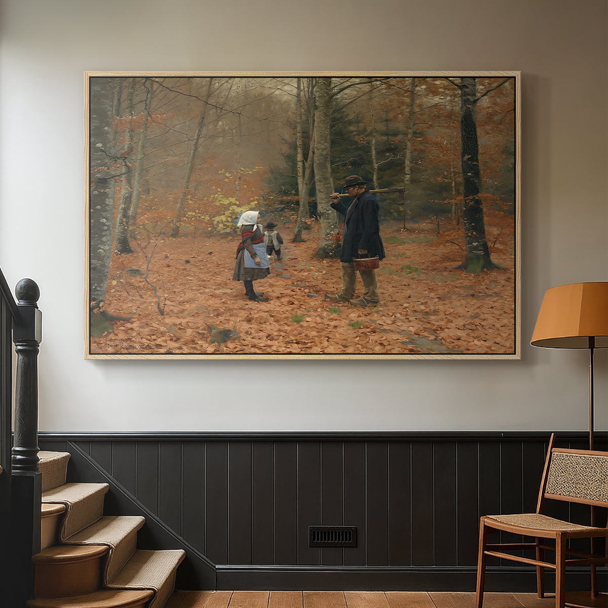 The Woodman and his Children, 1886 - Floater Framed Canvas Print