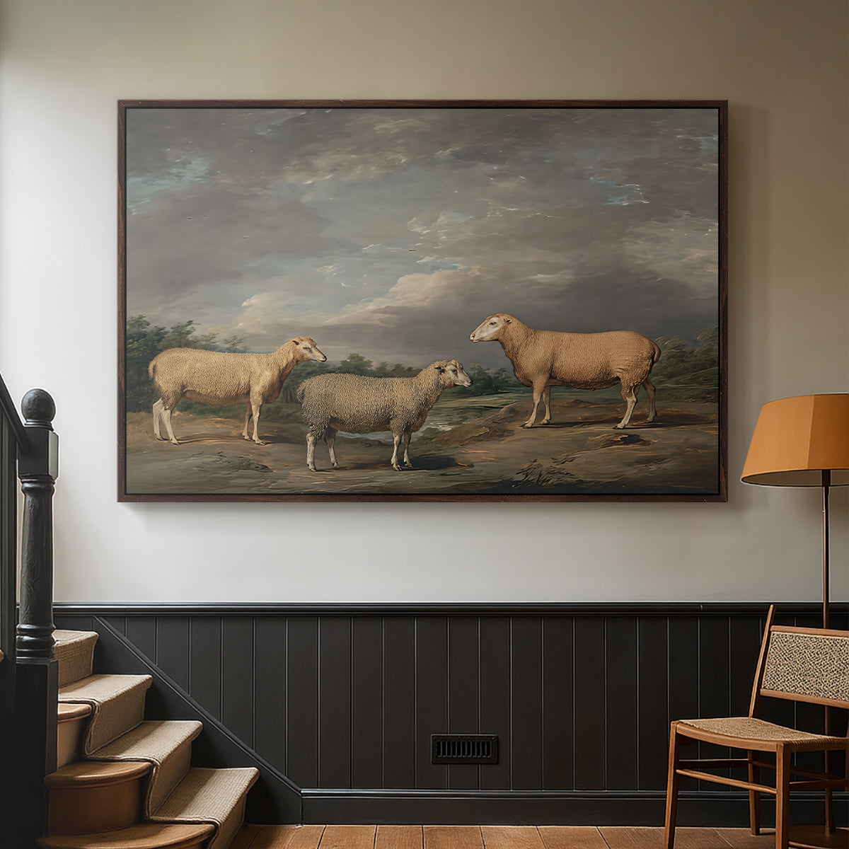 Ryelands Sheep, the King's Ram, the King's Ewe and Lord Somerville's Wether, c. 1801-1807 - Floater Framed Canvas Print