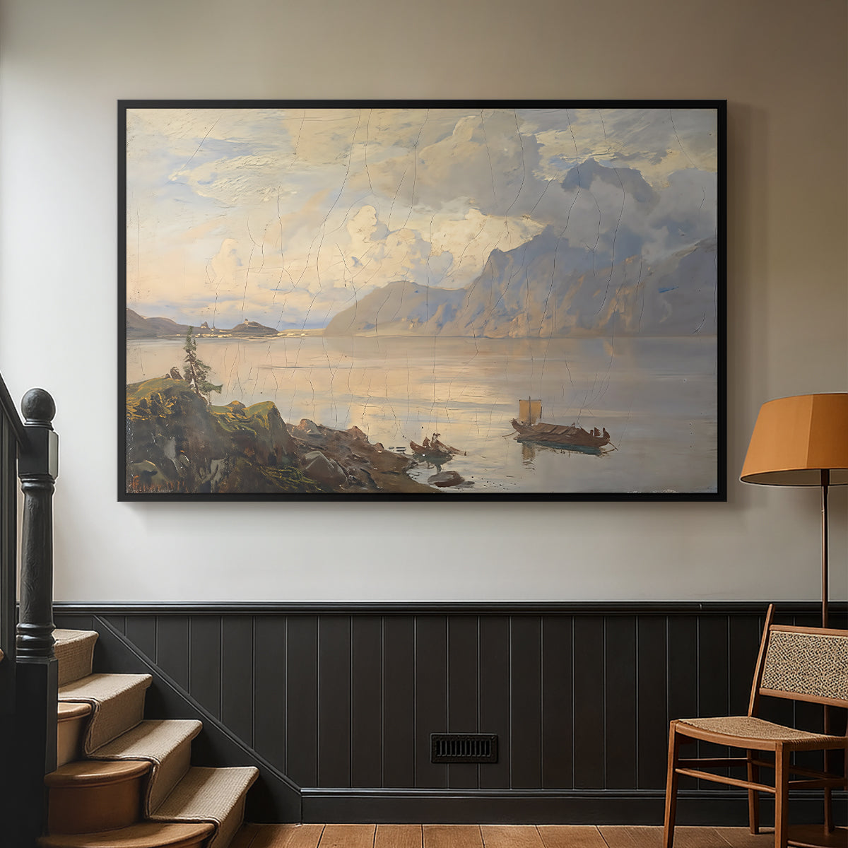 Traunsee, 1871 - Floater Framed Canvas Print