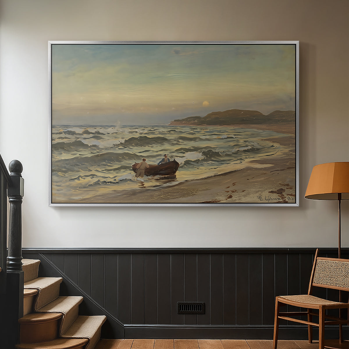 Storm at Rügen, 1882 - Floater Framed Canvas Print