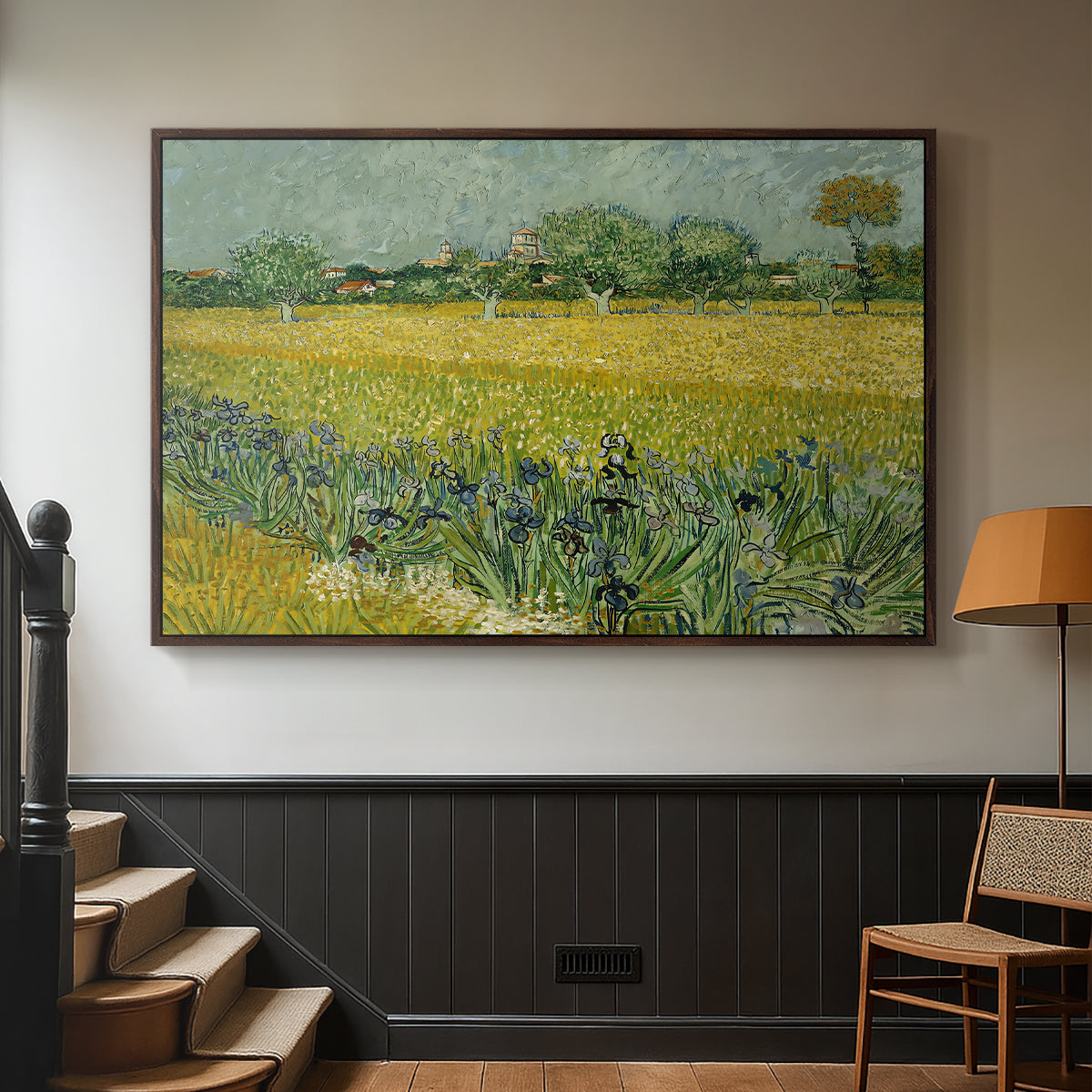 Field with Irises near Arles, 1888 - Floater Framed Canvas Print