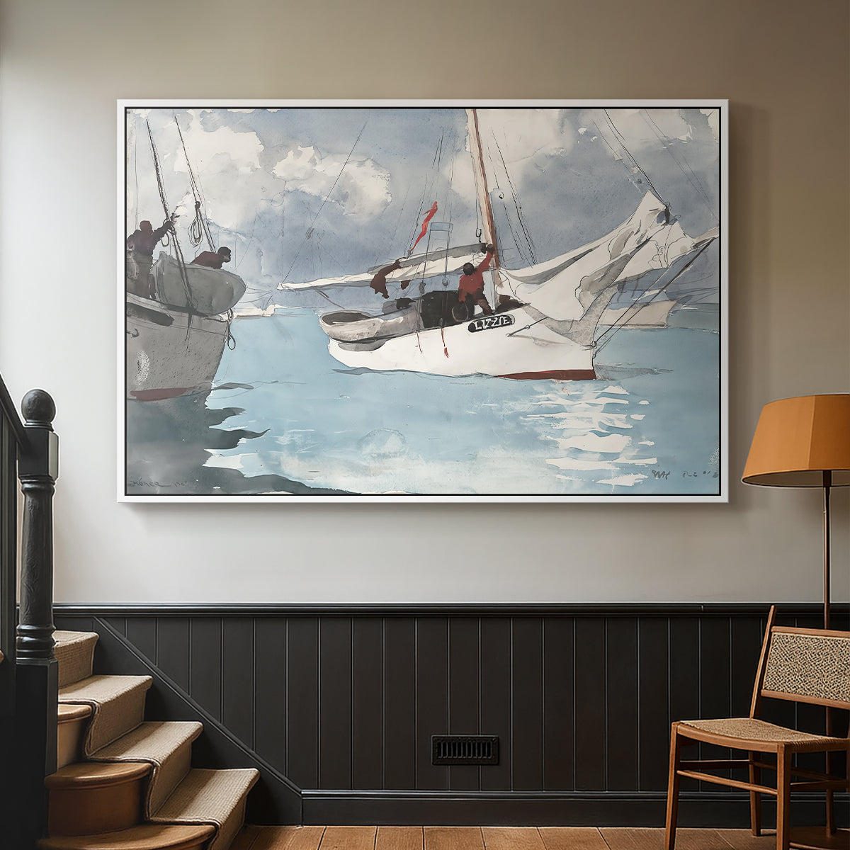 Fishing Boats, Key West, 1903 - Floater Framed Canvas Print