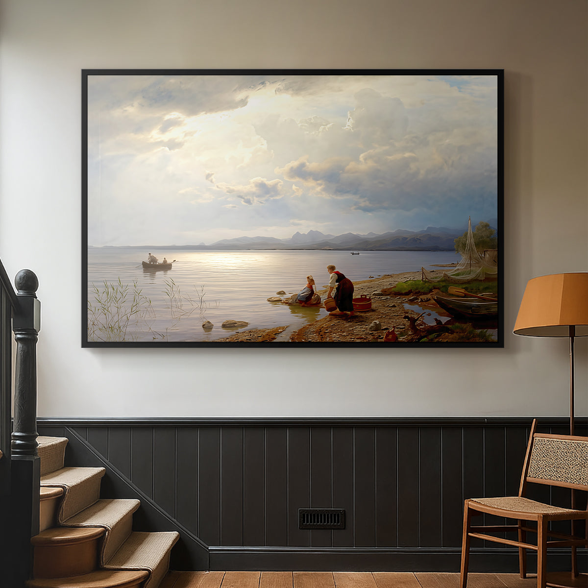 On the Banks of the Chiemsee, 1871 - Floater Framed Canvas Print