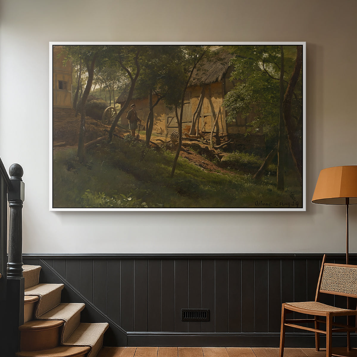 German Farm, 1859 - Floater Framed Canvas Print