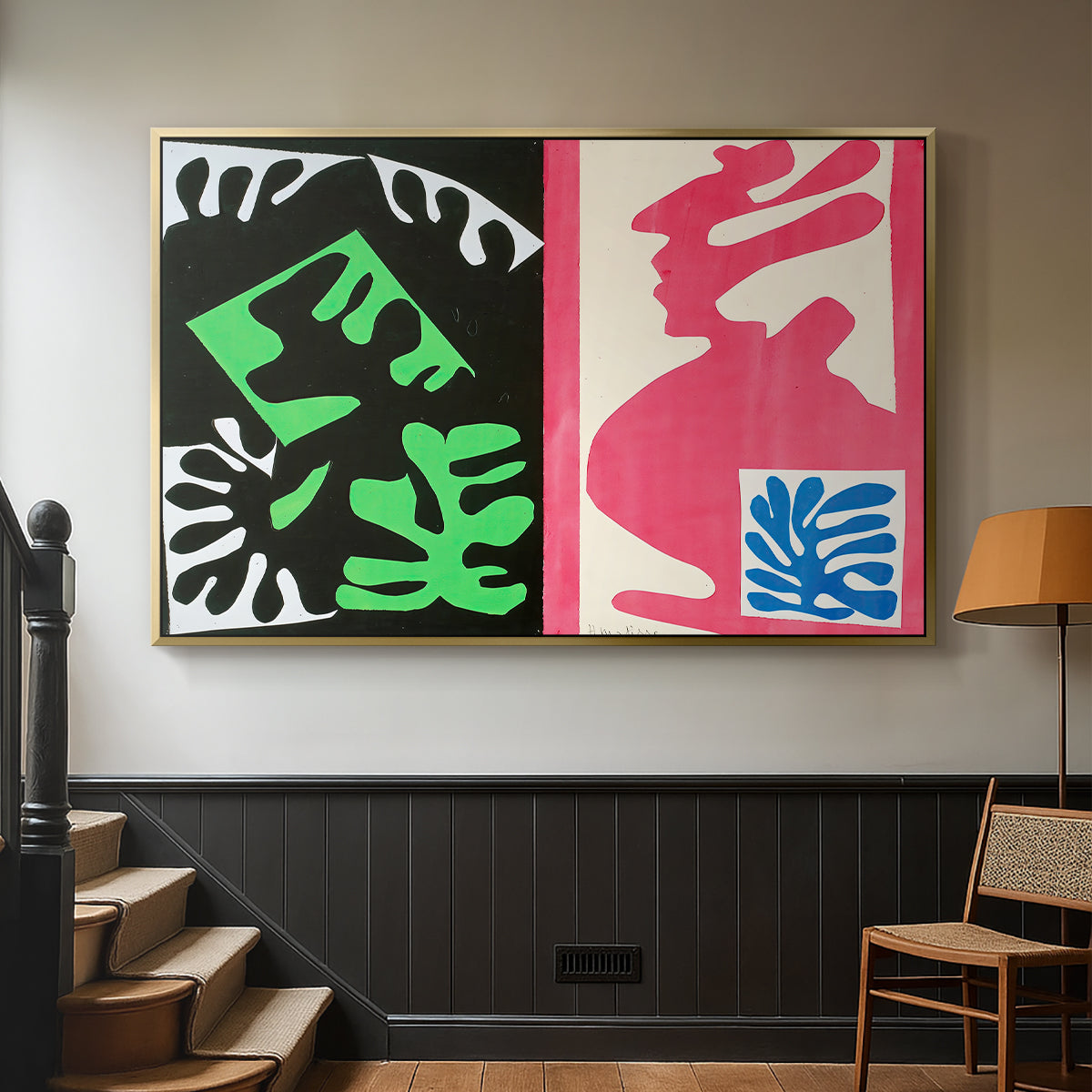 Composition, Black and Red, from Jazz, 1947 - Floater Framed Canvas Print