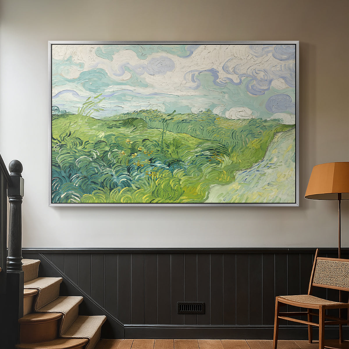 Green Wheat Field, Auvers, 1890 - Floater Framed Canvas Print
