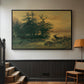 Wallowing Deer on the Shore of a Mountain Lake, c. 1850 - Floater Framed Canvas Print