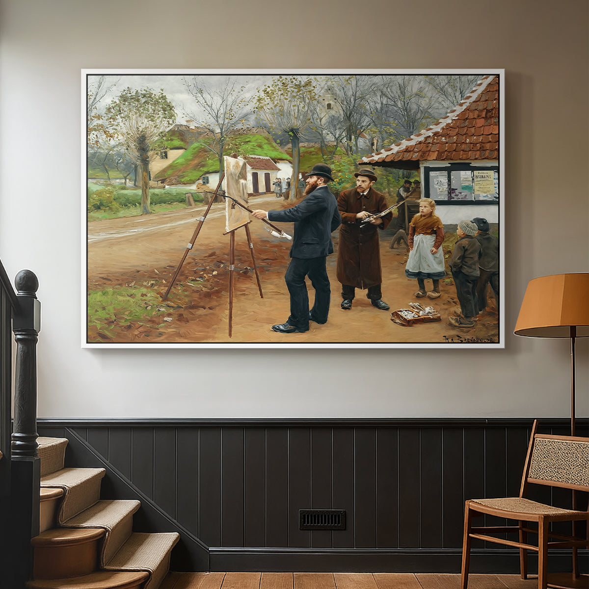 L. A. Ring Painting near Aasum Smithy, 1893 - Floater Framed Canvas Print
