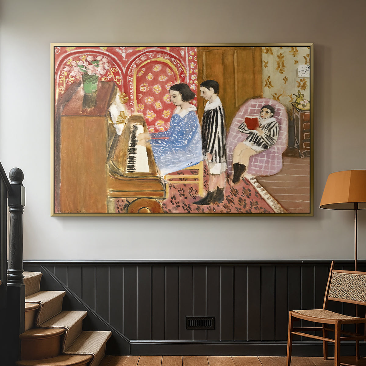 The Piano Lesson, 1923 - Floater Framed Canvas Print