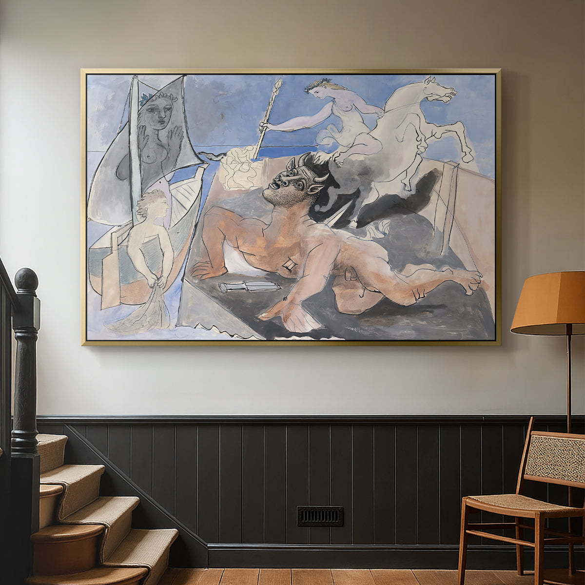 Composition with Minotaur, 1936 - Floater Framed Canvas Print