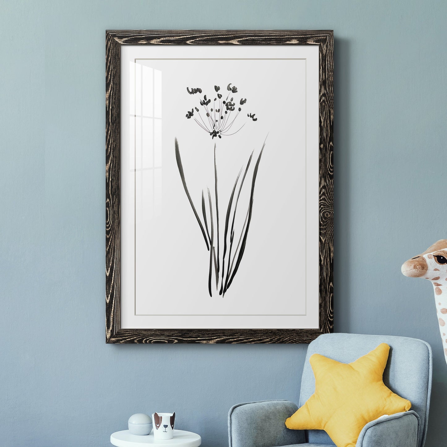 Inky Botanical II - Premium Framed Print - Distressed Barnwood Frame - Ready to Hang