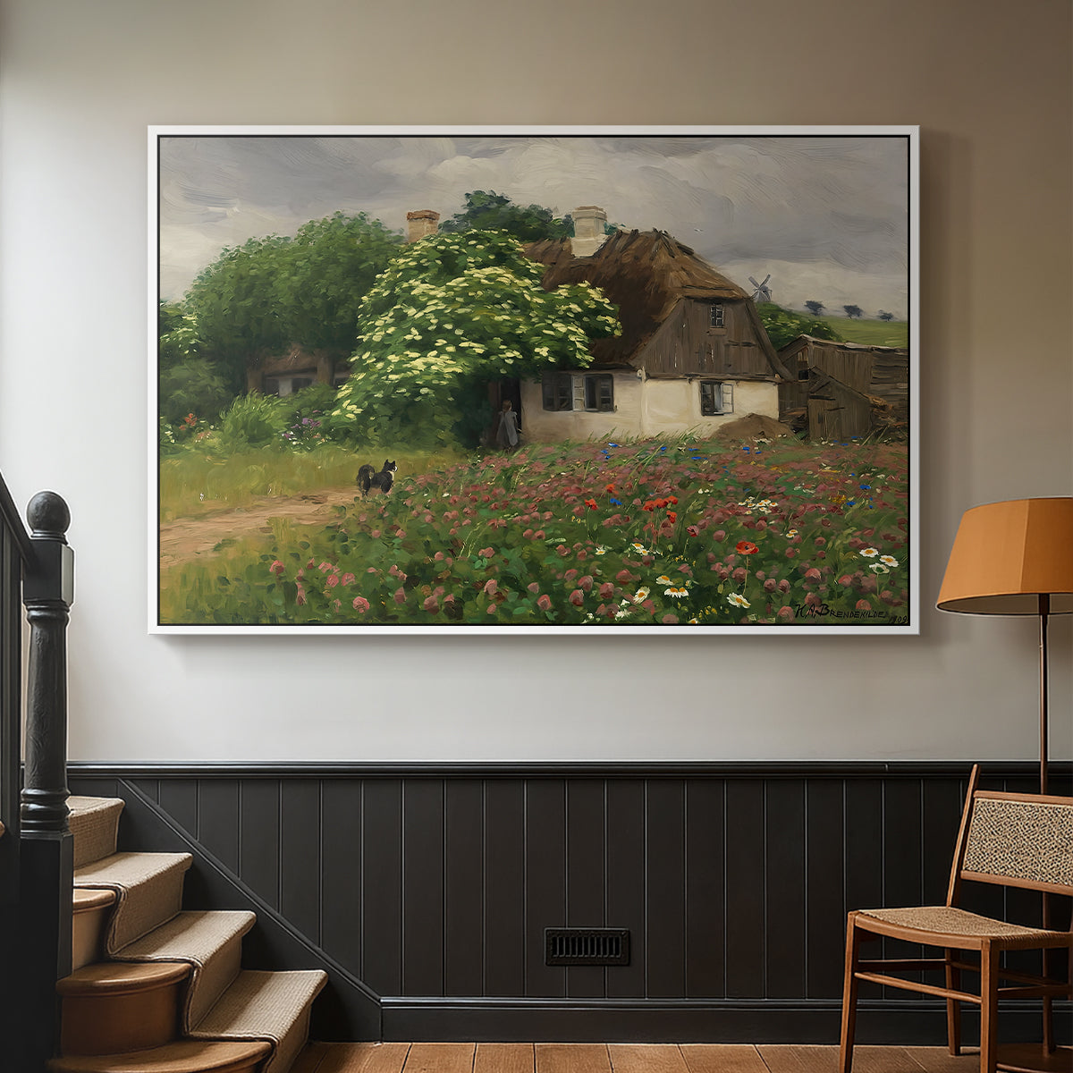 Farmhouse with Meadow Flowers, 1909 - Floater Framed Canvas Print