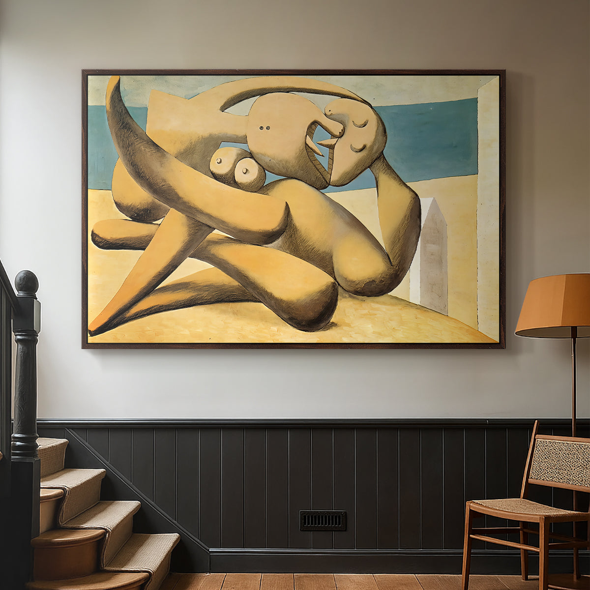 Figures at the Seaside (The Kiss), 1931 - Floater Framed Canvas Print