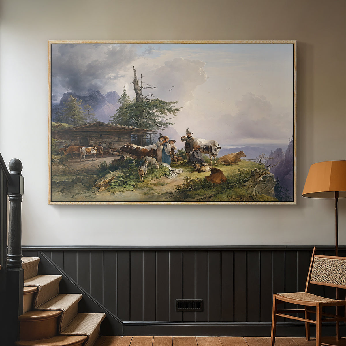 An Alpine Farm on the Untersberg, 1835 - Floater Framed Canvas Print