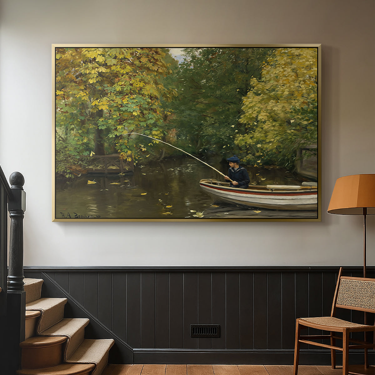 Fishing Boy, c. 1890 - Floater Framed Canvas Print