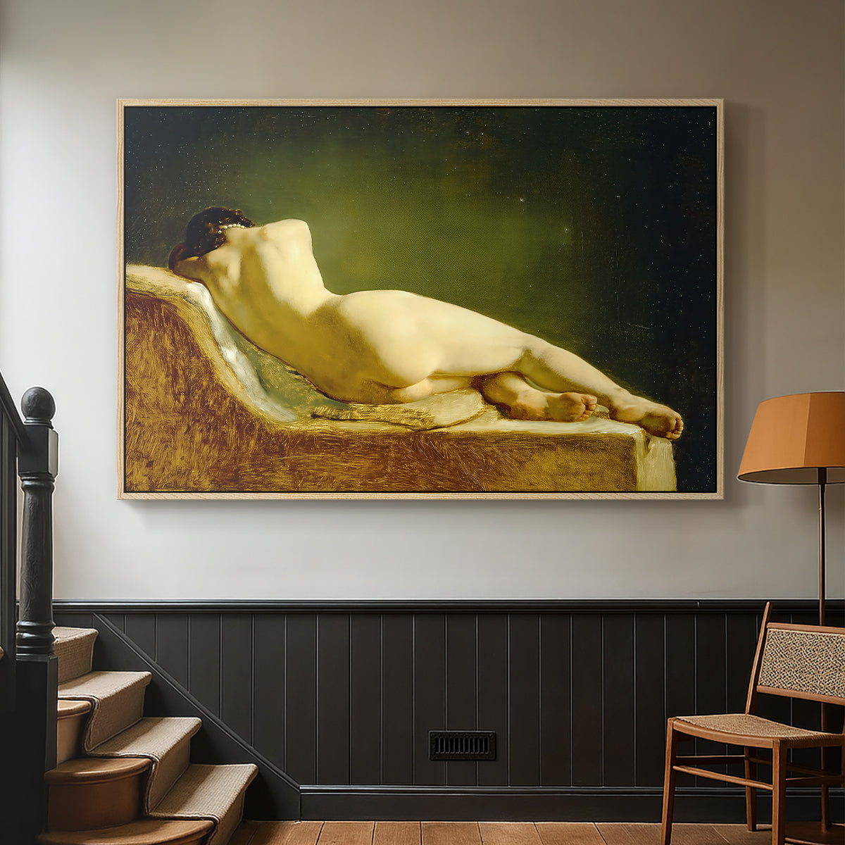 Reclining Nude (Liggende model), 1833 - Floater Framed Canvas Print